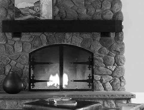 A stone fireplace can be beautifully offset by one of Benjamin Moore's 3,500+ paint colors. A stone fireplace can be beautifully offset by one of Benjamin Moore's 3,500+ paint colors.